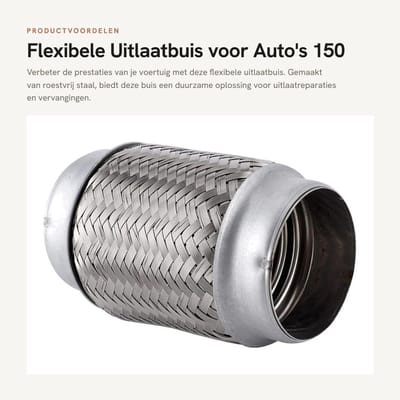 Dailygoods- Flexibele Uitlaatbuis 150 x 76 mm - Roestvrij Stalen Reparatiebuis - Vervangingsaccessoire - Eenvoudig te Installeren - Gevlochten Binnenvoering - Professionele Kwaliteit - Uitlaatpijp