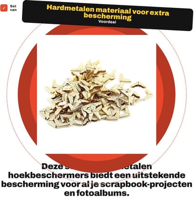 Dailygoods- Fotohoeken 100 stuks - Hoekbeschermers - Montagehoeken - Scrapbooking - Boekalbums - Metaal met retrostijl