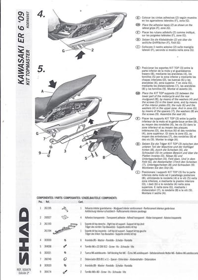 shad topkoffersteun voor kawasaki boot na 2009 nieuw