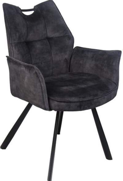 Eetkamerstoel Felien met armleuning Adore - Antraciet - eetkamerstoelen set van 2