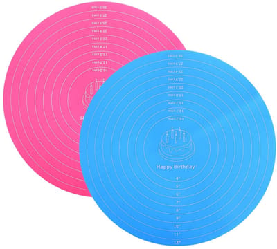 Dailygoods- Bakmat Set 2 Stuks - Siliconen Antiaanbaklaag - 30x30cm - Roze/Blauw - Herbruikbaar - Voor Taarten en Koekjes - Bakplaat