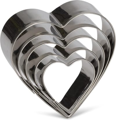 Hart Uitsteekvormen Set - 5 Hartjes - RVS metaal uitstekers - Koekjes bakken met Liefde - Valentijn Cookie Cutter