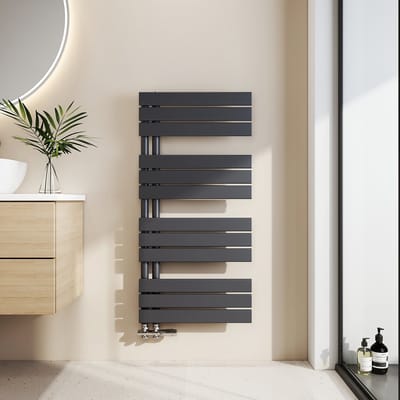 EMKE Handdoekradiator - Plat Design - Mat Antraciet - 104x50 cm - 529W - Badkamer Verwarming - CV Radiator