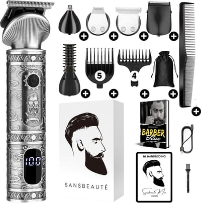 Sansbeauté 6-in-1 Baardtrimmer Mannen - Trimmer voor Baard en Lichaam - 0.5-15MM - Incl. 6 opzetstukken - All in One - Bodygroomer Mannen - Snor Trimmer - Tondeuse Barbe - Beard Trimmer - Trimapparaat - Multigroomer