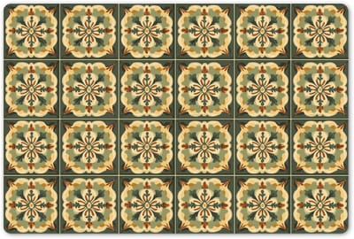 Placemats 45x30 cm - Placemat kunststof - 1 stuk - Ornament - Patroon - Groen - Borden onderleggers - Decoratie voor op tafel - Keuken tafeldecoratie accessoires - Vinyl onderlegger - Tafelversiering