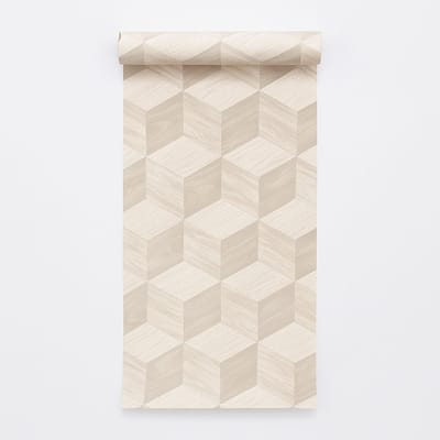 Dutch Wallcoverings - Renaissance - Natural Cube Offwhite - Vliesbehang - 10m x 53cm - RE521091