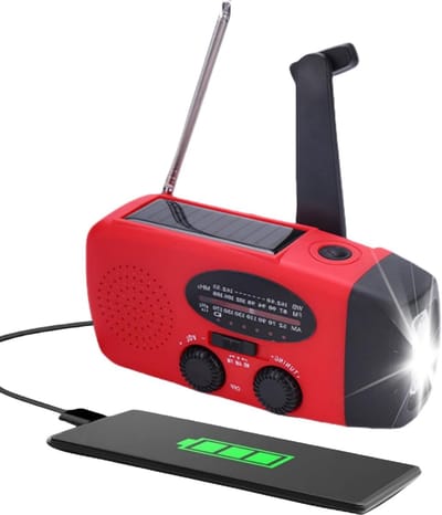 Dailygoods- Solar Radio met Zwengel - Draagbare Radio - NOAA/AM/FM Ontvanger - 1200 mAh Powerbank - LED-Zaklamp - 360 Graden Antenne - Noodradio