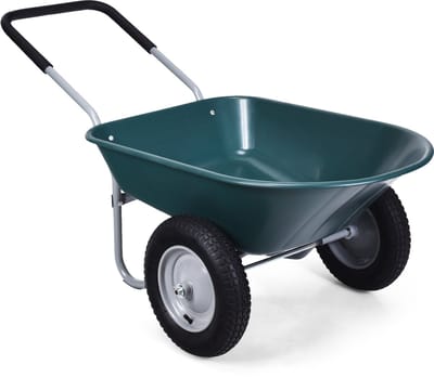 COSTWAY Kruiwagen met 2 wielen, 75 l, schuifwagen, 100 kg draagkracht, metalen frame, transportwagen voor tuin, tuinkar met rubberen handgreep, bouwkruiwagen, tuinkruiwagen (groen)