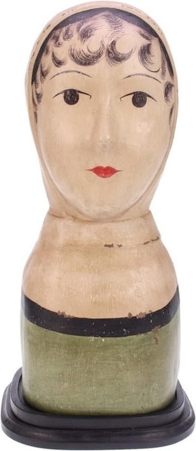 Hoofd creme groen 15x13x35cm