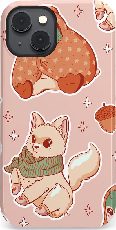 Casetastic hoesje geschikt voor Apple iPhone 14 Plus - MagSafe - Dubbellaagse bescherming - Winter avontuur - Fashion Case - Perzik Zand Lichtgrijs
