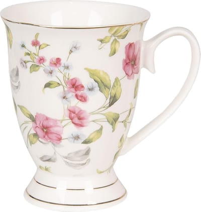 Clayre & Eef Mok 200 ml Roze Wit Porselein Bloemen