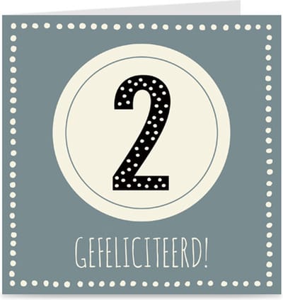 Verjaardagskaart met leeftijd voor kinderen | CIRKEL | 2 jaar | kaart met envelop | jongen / meisje