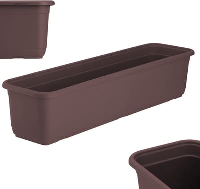 KADAX Wamat, 60 cm, balkonbak van hoogwaardige kunststof, plantenbak voor binnen en buiten, bloempot voor balkon, terras en vensterbank, bruin