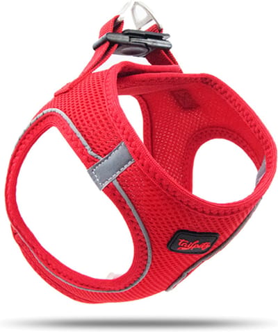 Tailpetz - Air-Mesh Harness - Hondenharnas - Hondentuig - Hondentuigje Kleine Hond - Y Tuig Hond - Harnas Hond - Anti Trek Tuig Hond - Reflecterend - Maat XS - Red