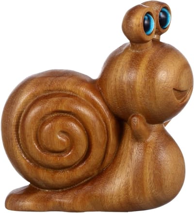 Allecto Plus - Houtsnijwerk Slak Handgesneden Beeldjes Decor Sprookjesdieren - Schattig Houten Dieren Standbeelden Theeslak € Kleine Houten Slak.