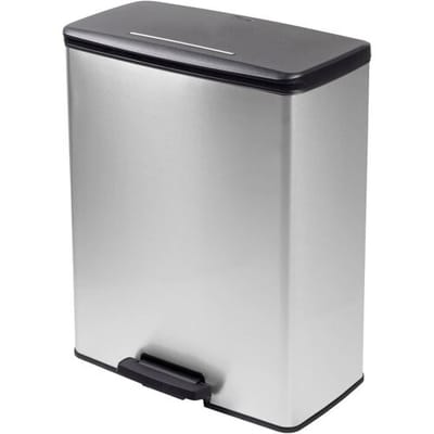 Curver Deco bin slim 254610 Afvalbak 65 l (l x b x h) 480 x 480 x 615 mm Zilver, Zwart Met voetpedaal 1 stuk(s)