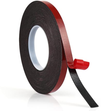 Dubbelzijdig EVA-schuimtape, 1,5 mm dik, hoge hechtkracht voor handwerk en thuiskantoor, zwart, 1,5 mm x 12 mm x 10 m