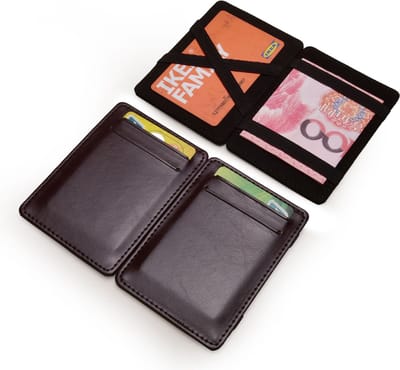 Pasjeshouder I Magic Portemonnee I Voor 4 Pasjes & Briefgeld I Creditcardhouder I Pasjes Houder I Uniek Verticaal Design I Zwart