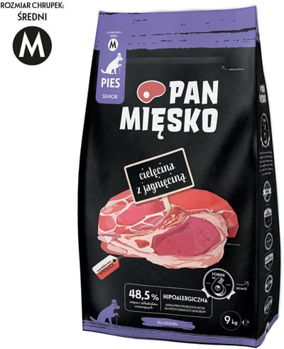 Pan Mięsko - Droogvoer voor Honden - Kalf & Lam - Senior - Brokken M - Graanvrij - Gezonde Gewrichten - Hoge Verteerbaarheid