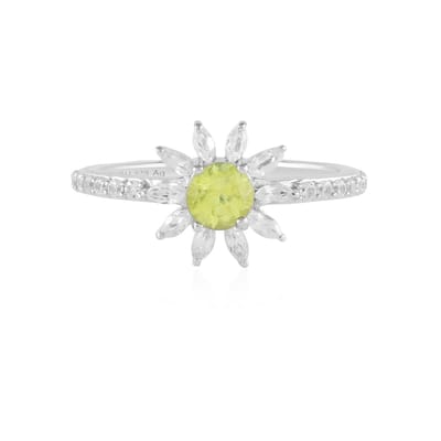 Cavill - Zilveren ring met 0 507 ct ronde briljant sfeen uit Madagaskar en 24 zirkonia 925 Sterling zilver geplatineerd luxe damesring