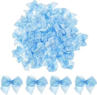Kleine Satijnen Strikjes 100 Stuks 3x2cm voor DIY Creaties, Bruiloften, Versieringen en Bloemarrangementen (Blauw)