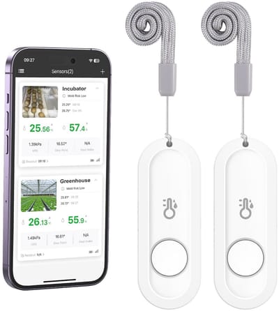 Bluetooth Thermometer en Hygrometer - Mini Draadloze Thermo-Hygrometer met Smart Sensor App voor Huis en Babykamer (Set van 2)