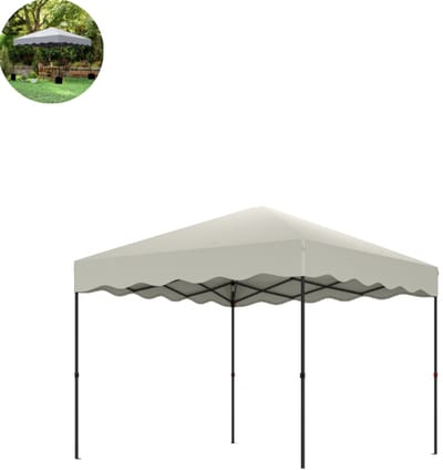 Partytent opvouwbaar - Paviljoen - 3x3 - Easy up - Waterdicht - met Zijwanden - Weerbestendig - Lichtgrijs