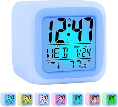 Wekkers voor Kinderen - Digitale Wekker - LED-Display - Digitale Kinderwekker met 7 Kleurwisselingen - Nachtwekker met Temperatuur, Datum, Snooze - Wekker Kind - Kinderwekker - Alarmklok - Batterijen Inbegrepen