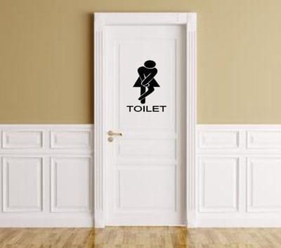 Toilet sticker dames wc vrouw met hoge nood zwart | Rosami
