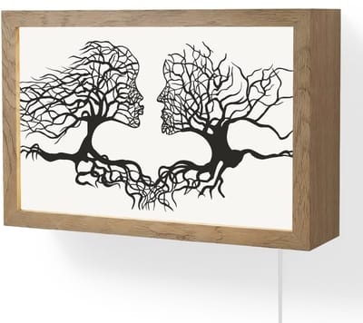 Wandlamp 30x20 cm - Oplaadbaar - Bomen - Gezicht - Kunst - Abstract - Wandlampen binnen woonkamer - Slaapkamer lamp met kabel - Decoratieve nachtlamp - Vloerlamp snoer