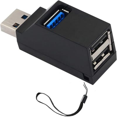 SnelShoppen - USB Hub 90 Degree Splitter 3 Port USB 3.0 Adapter - Portable Powered Data USB Hub - Hoge Snelheid Overdracht voor PC Laptop - Zwart