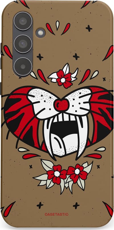 Casetastic hoesje geschikt voor Samsung Galaxy A55 - Dubbellaagse bescherming - Wilde kracht - Fashion Case - Taupe Donkergrijs Bordeaux