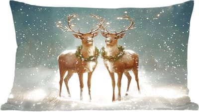 Sierkussens - Kussentjes Woonkamer - 60x40 cm - Kerstmagie - Winterwoud - Rendier