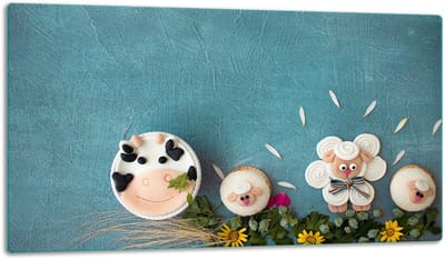 TMK ArtDeko Serie - Glazen Snijplaat - 52x30cm - Levende Kleuren - Inductiekookplaat Veilig