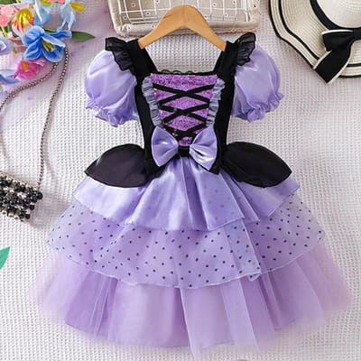 Nouvelle Robe Fille Vampire Robe Moelleuse Pour Filles Enfants Maille Robe Princesse Violette Vêtements Cool Lolita Carnaval Fête Costume 90cm violet