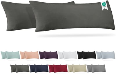 Barbons kussensloop 40x145 set van 2 - Jersey 165 g/m² kussenhoes - 100% Katoen - antraciet