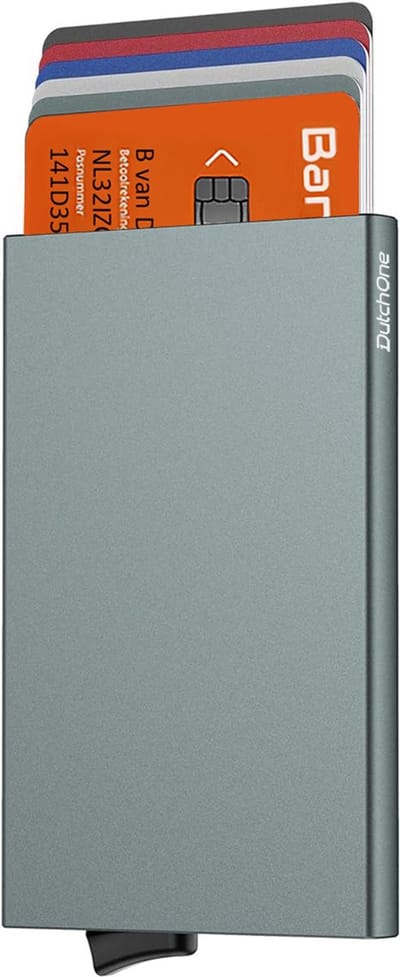 Pasjeshouder mannen & vrouwen - Kaarthouder Pasjes - Pasjeshouder Uitschuifbaar - Creditcardhouder - RFID Pasjeshouder Aluminium - Grijs/Space Grey