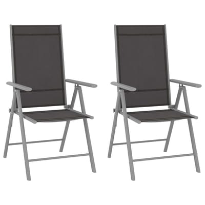 vidaXL - Opklapbare - stoelen, - 2 - stuks, - Textilene, - zwart