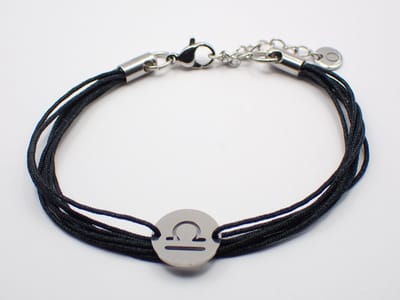 Colure® armband sterrenbeeld Weegschaal zwart koord