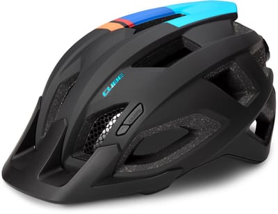 CUBE Fietshelm Pathos - Mountainbikehelm - 15 Ventilatiegaten - SNAP 360 Fit System - X-Lock-Montage - M - 52-57 cm - Zwart/Meerkleurig