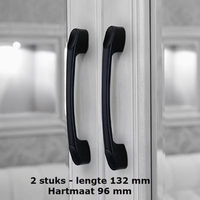 2 stuks Handgreep Zwart – Metaal - – 13,2 cm – Matzwart - Hartafstand 9,6 cm - Kast, Keukenkast, Lade en Meubels - Luxe Moderne Greep Inclusief Schroeven - Keukengreep - Meubelgreep – Kastgreep - Handgrepen Keukenkastjes