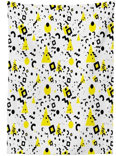 ABAKUHAUS Tafelkleed 140x240 cm – satijnmix, machinewasbaar – zwart geel wit