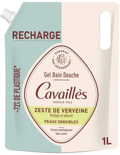 Cavaillès Gel Bain Douche Zeste de Verveine Peaux Sensibles Navulverpakking 1 L