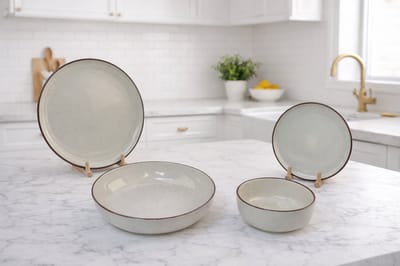 Mevaz Cermico Beige 24-delige Dinnerset – Serviesset voor 6 personen – Borden, Soepborden, Dessertborden & Kommen – Beige Servies – Vaatwasser- & Magnetronbestendig