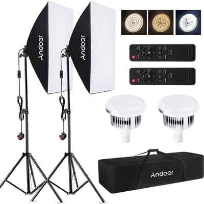 Andoer Studio photographie kit d'éclairage Softbox ensemble d'éclairage avec température bicolore 85 W 2800 K-5700 K UK Plug