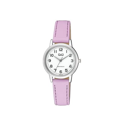 mooi duidelijk Q&Q dames horloge met lila lederen band Q925J354Y