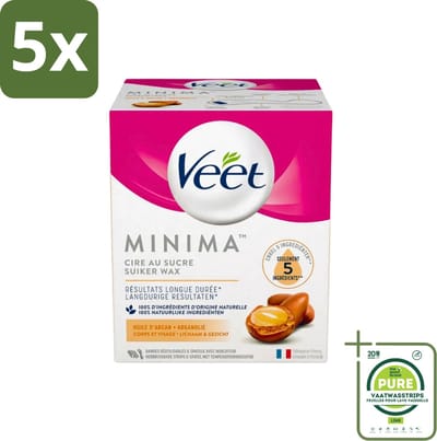 5 x Veet - Warme Wax - Orientaalse Ontharings Wax - Minima - Arganolie - 250ml - Grootverpakking - Suiker Wax - Ontharing - Gladde Huid - Arganolie - Natuurlijke Ingrediënten