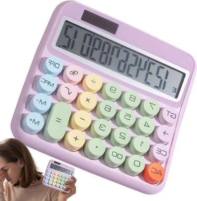 Grote Rekenmachine - Bureau Calculator - Boekhouding en Werk - 12 Cijfer LCD Scherm - 15 cm Breed - Paars