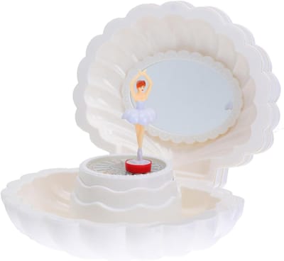 Muziekdoos Schelp - Sieradendoosje Speeldoos - Cadeau Vieren - Lichtgevend Ornament - 15.5 x 13 x 8 cm - Wit