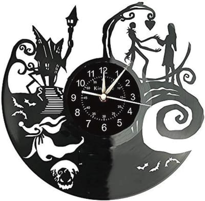 Creatieve Vinyl Wandklok met Nachtmerrie Thema voor Kerstmis - Uniek Cadeau voor Elke Gelegenheid